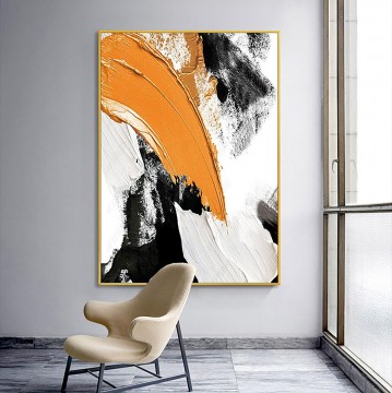 150の主題の芸術作品 Painting - パレットナイフウォールアートミニマリズムによるブラシ抽象的なオレンジ